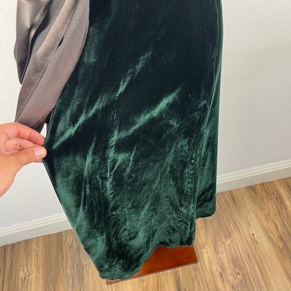 Vintage 80s 90s Donna Ricco Emerald Green Velvet Midi Dress Tie Waist Women's 8 - Picture 11 of 15